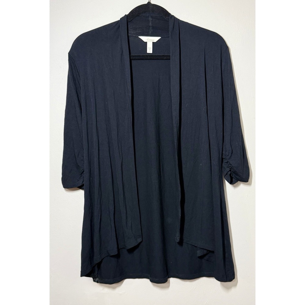 Soma Cardigan Women's Size Small Black Open Front Lightweight 3/4 Sleeves Casual